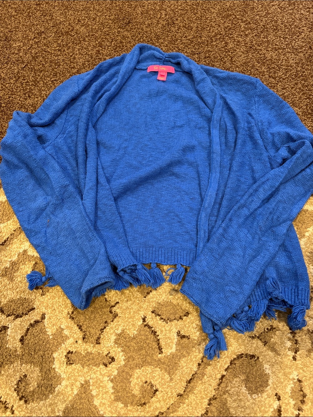 Lilly Pulitzer Royal Blue Tassel Open Cardigan